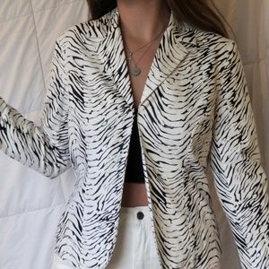 zebra print textured blazer